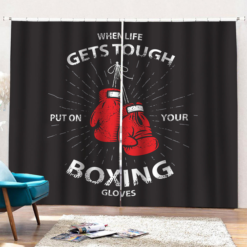 Put On Your Boxing Gloves Print Pencil Pleat Curtains