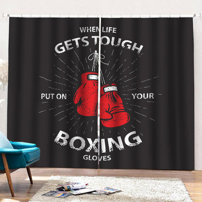 Put On Your Boxing Gloves Print Pencil Pleat Curtains