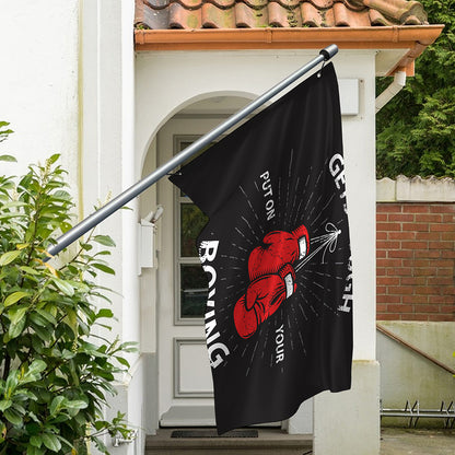 Put On Your Boxing Gloves Print Polyester Flag