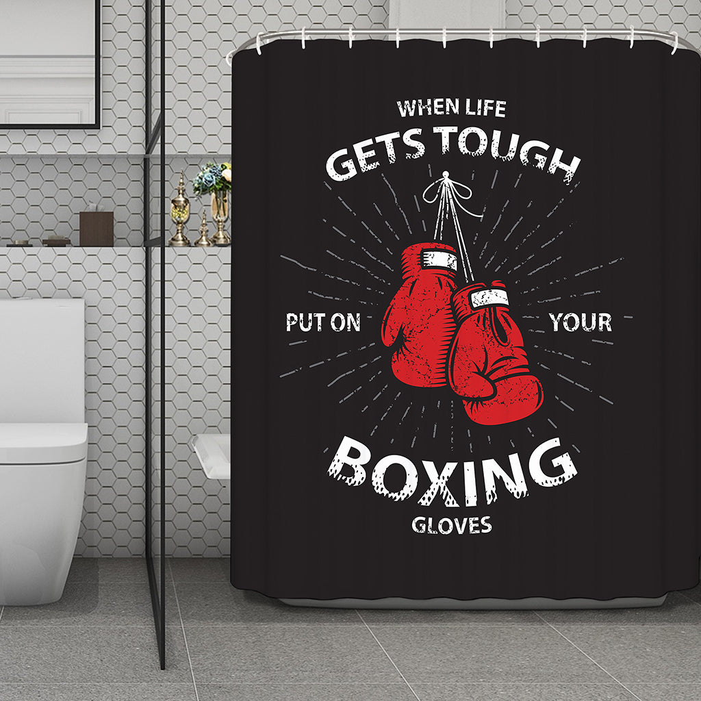 Put On Your Boxing Gloves Print Polyester Shower Curtain