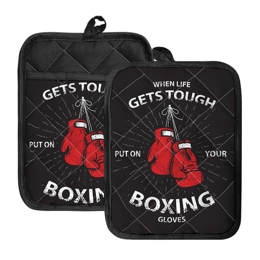 Put On Your Boxing Gloves Print Pot Holders With Pocket