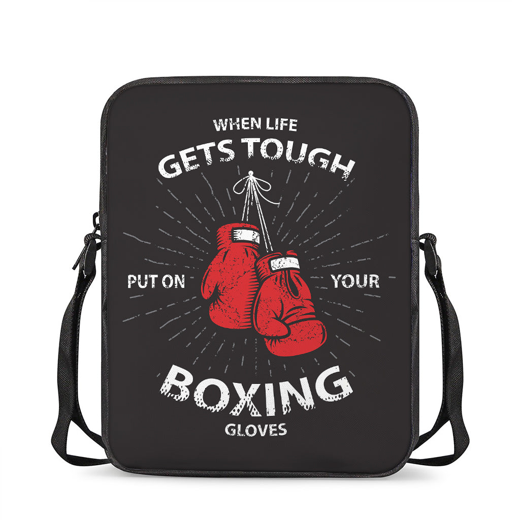 Put On Your Boxing Gloves Print Rectangular Crossbody Bag