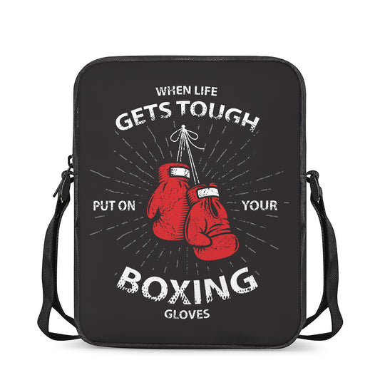 Put On Your Boxing Gloves Print Rectangular Crossbody Bag