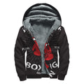 Put On Your Boxing Gloves Print Sherpa Lined Zip Up Hoodie