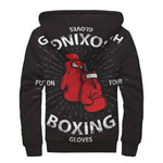 Put On Your Boxing Gloves Print Sherpa Lined Zip Up Hoodie