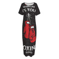 Put On Your Boxing Gloves Print Short Sleeve Long Nightdress