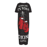 Put On Your Boxing Gloves Print Short Sleeve Long Nightdress