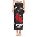 Put On Your Boxing Gloves Print Side Slit Maxi Skirt