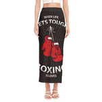 Put On Your Boxing Gloves Print Side Slit Maxi Skirt