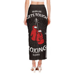 Put On Your Boxing Gloves Print Side Slit Maxi Skirt