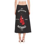 Put On Your Boxing Gloves Print Side Slit Midi Skirt