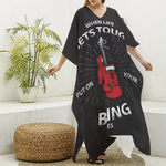 Put On Your Boxing Gloves Print Silk V-Neck Kaftan Dress