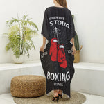 Put On Your Boxing Gloves Print Silk V-Neck Kaftan Dress