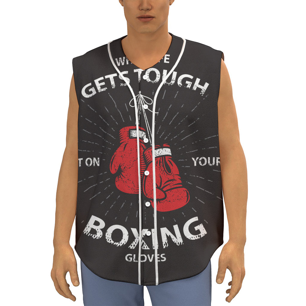 Put On Your Boxing Gloves Print Sleeveless Baseball Jersey
