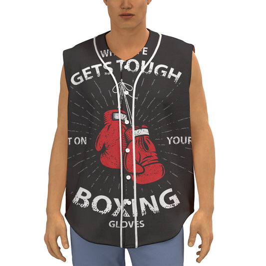 Put On Your Boxing Gloves Print Sleeveless Baseball Jersey
