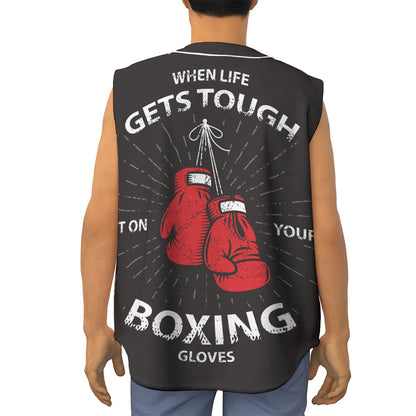 Put On Your Boxing Gloves Print Sleeveless Baseball Jersey