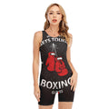 Put On Your Boxing Gloves Print Sleeveless One Piece Swimsuit