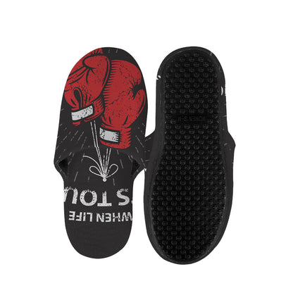 Put On Your Boxing Gloves Print Slippers