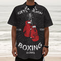 Put On Your Boxing Gloves Print Textured Short Sleeve Shirt
