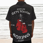Put On Your Boxing Gloves Print Textured Short Sleeve Shirt
