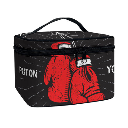 Put On Your Boxing Gloves Print Travel Makeup Bag
