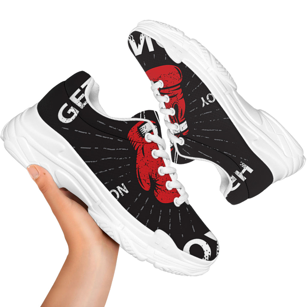 Put On Your Boxing Gloves Print White Chunky Shoes