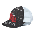 Put On Your Boxing Gloves Print White Mesh Trucker Cap