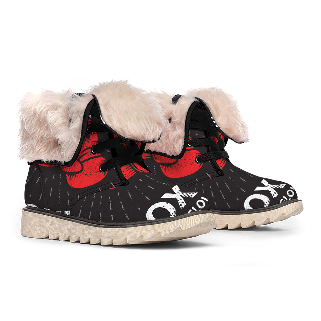 Put On Your Boxing Gloves Print Winter Boots