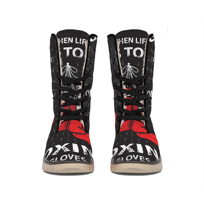 Put On Your Boxing Gloves Print Winter Boots