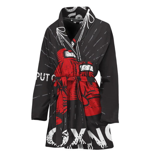 Put On Your Boxing Gloves Print Women's Bathrobe