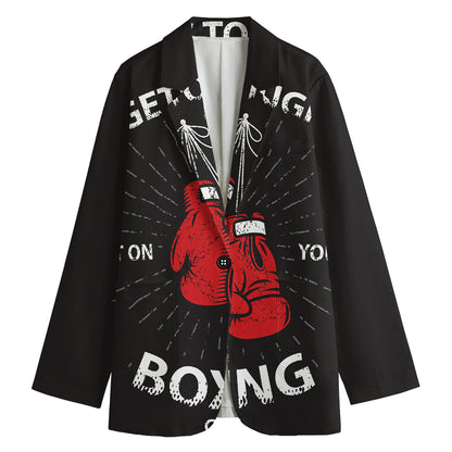 Put On Your Boxing Gloves Print Women's Cotton Blazer