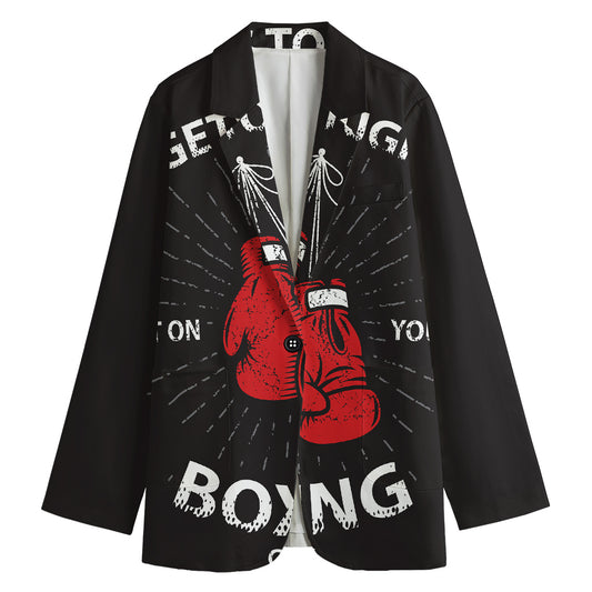 Put On Your Boxing Gloves Print Women's Cotton Blazer