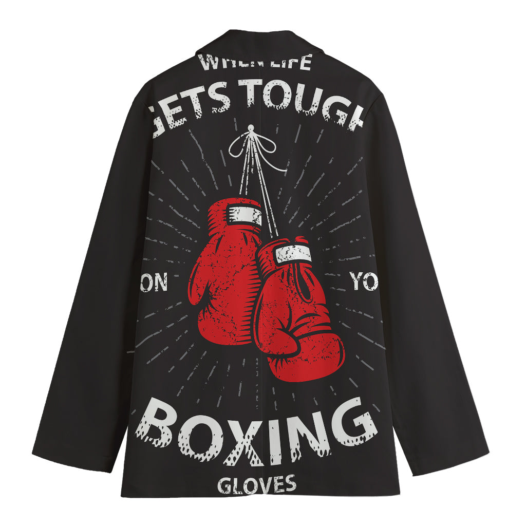 Put On Your Boxing Gloves Print Women's Cotton Blazer