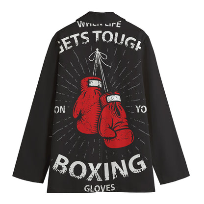 Put On Your Boxing Gloves Print Women's Cotton Blazer