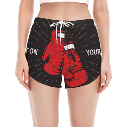 Put On Your Boxing Gloves Print Women's Split Running Shorts