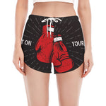 Put On Your Boxing Gloves Print Women's Split Running Shorts