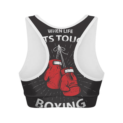 Put On Your Boxing Gloves Print Women's Sports Bra