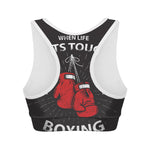 Put On Your Boxing Gloves Print Women's Sports Bra