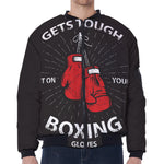 Put On Your Boxing Gloves Print Zip Sleeve Bomber Jacket
