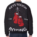 Put On Your Boxing Gloves Print Zip Sleeve Bomber Jacket