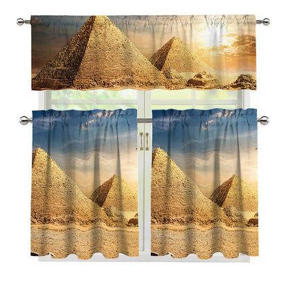 Pyramid Sunset Print 3 Piece Kitchen Curtains