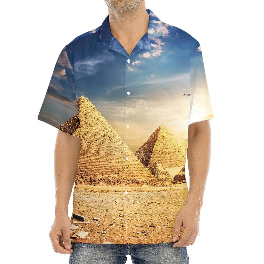 Pyramid Sunset Print Aloha Shirt