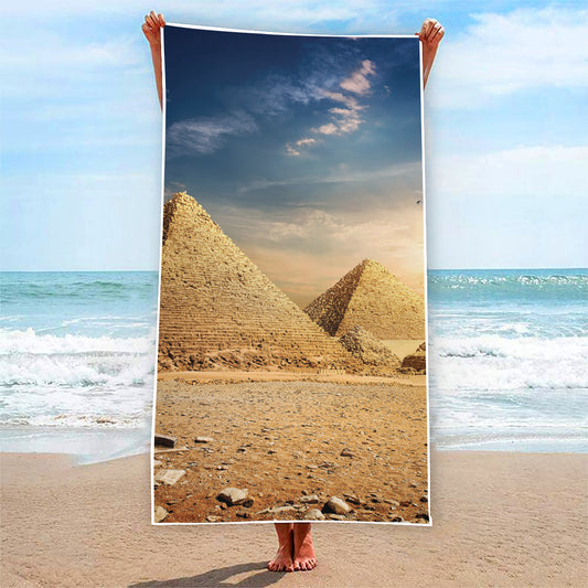Pyramid Sunset Print Beach Towel