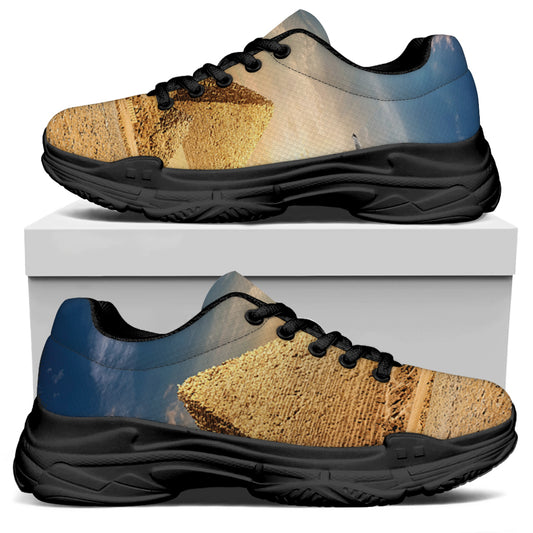 Pyramid Sunset Print Black Chunky Shoes