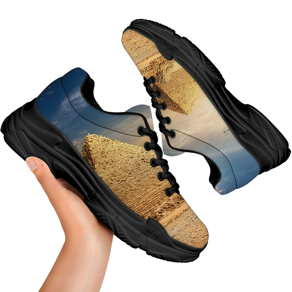 Pyramid Sunset Print Black Chunky Shoes