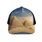 Pyramid Sunset Print Black Mesh Trucker Cap