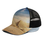 Pyramid Sunset Print Black Mesh Trucker Cap