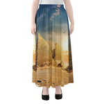 Pyramid Sunset Print Chiffon Maxi Skirt