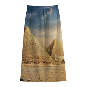 Pyramid Sunset Print Cotton Front Slit Maxi Skirt