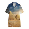 Pyramid Sunset Print Cotton Hawaiian Shirt